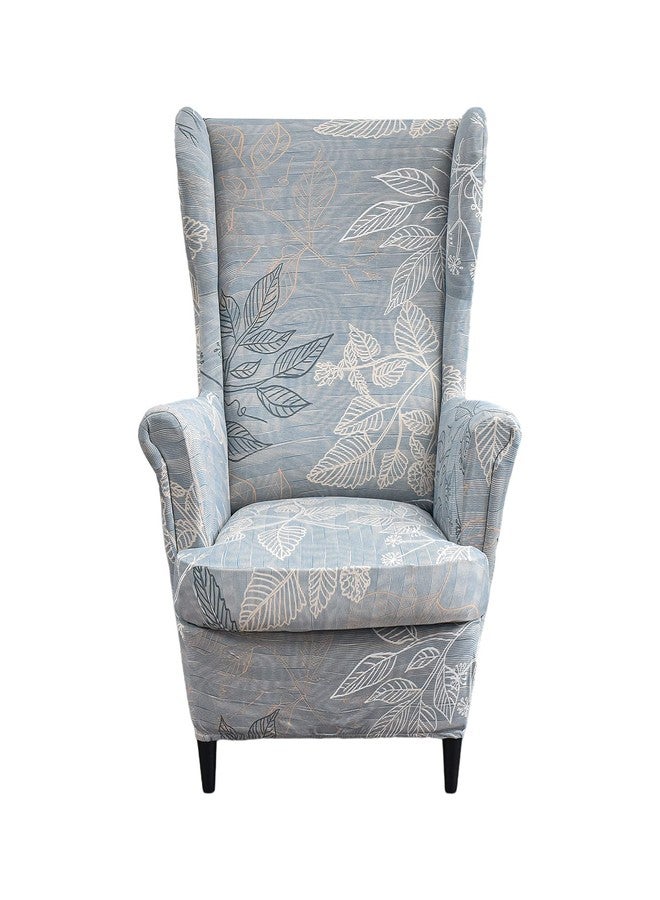 KRFOONN Wingback Chair Cover 2 Piece Stretch Wing Chair Covers Spandex Slipcovers Wingback Sofa Covers Armchair Covers Non-Slip Furniture Protector for Living Room Wingback Chairs, Grey, 15 - Image 1